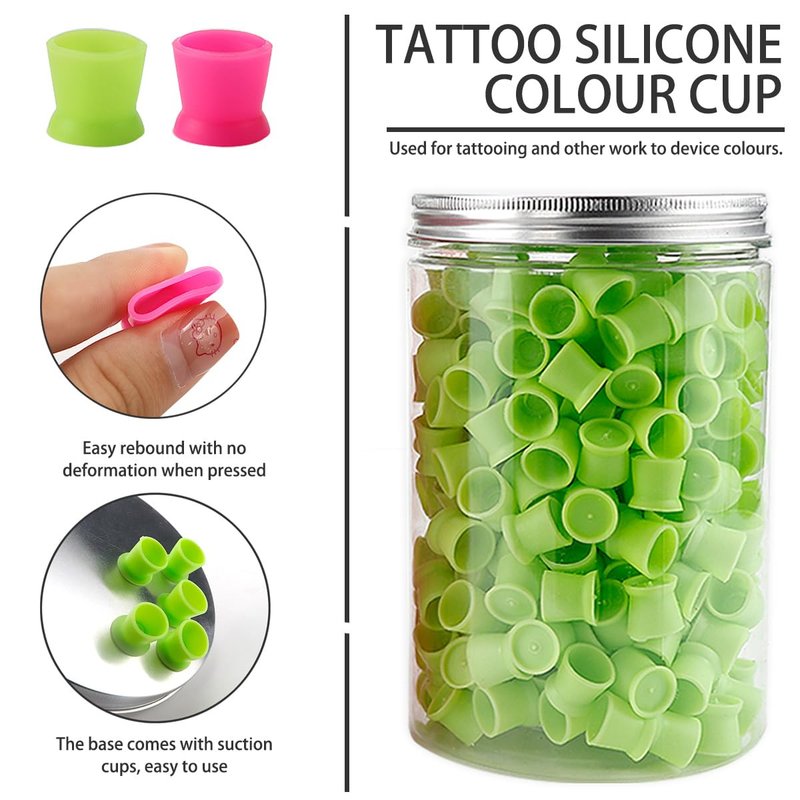 600Pcs Tattoo Ink Cup Disposable Silicone Tattoo Pigment Cup Pigment Cup Tattoo Pigment Holder for Eyebrow Lip Color, 2 Colors