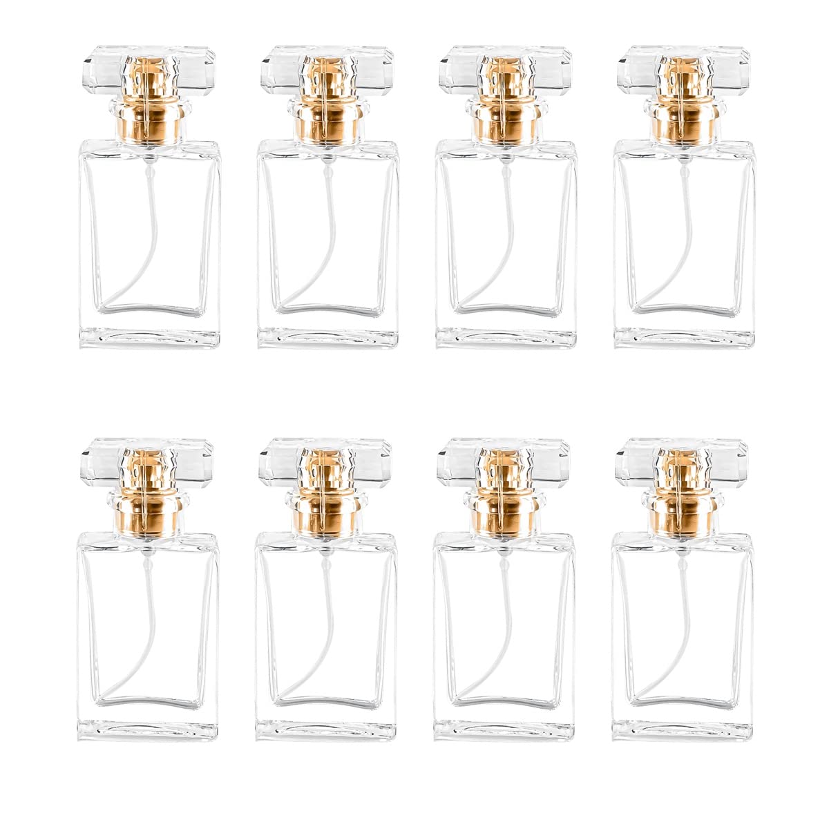 Rixoxo Empty Refillable Perfume Spray Atomizer - 8 PCS 30ml Glass Clear Travel Container - Fine Mist Pump Dispenser (Square)