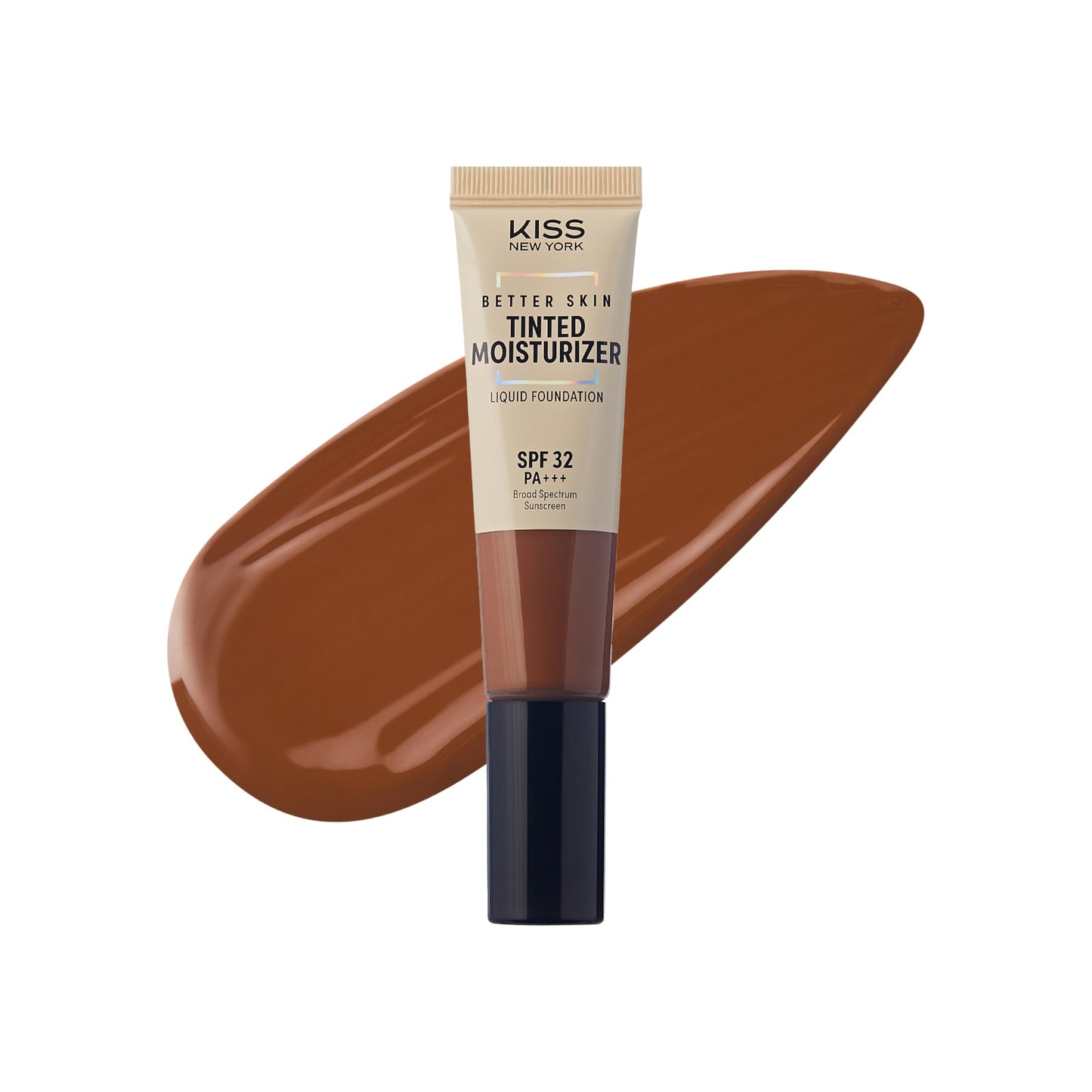 KISS NEW YORK Tinted Moisturizer with SPF 32 PA+++ (Mocha) 12 Hour Hydrating Sunscreen for Face, No White Cast for Dark Skin Tone, Natural Finish, Medium Coverage with Hyaluronic Acid, Vitamin E