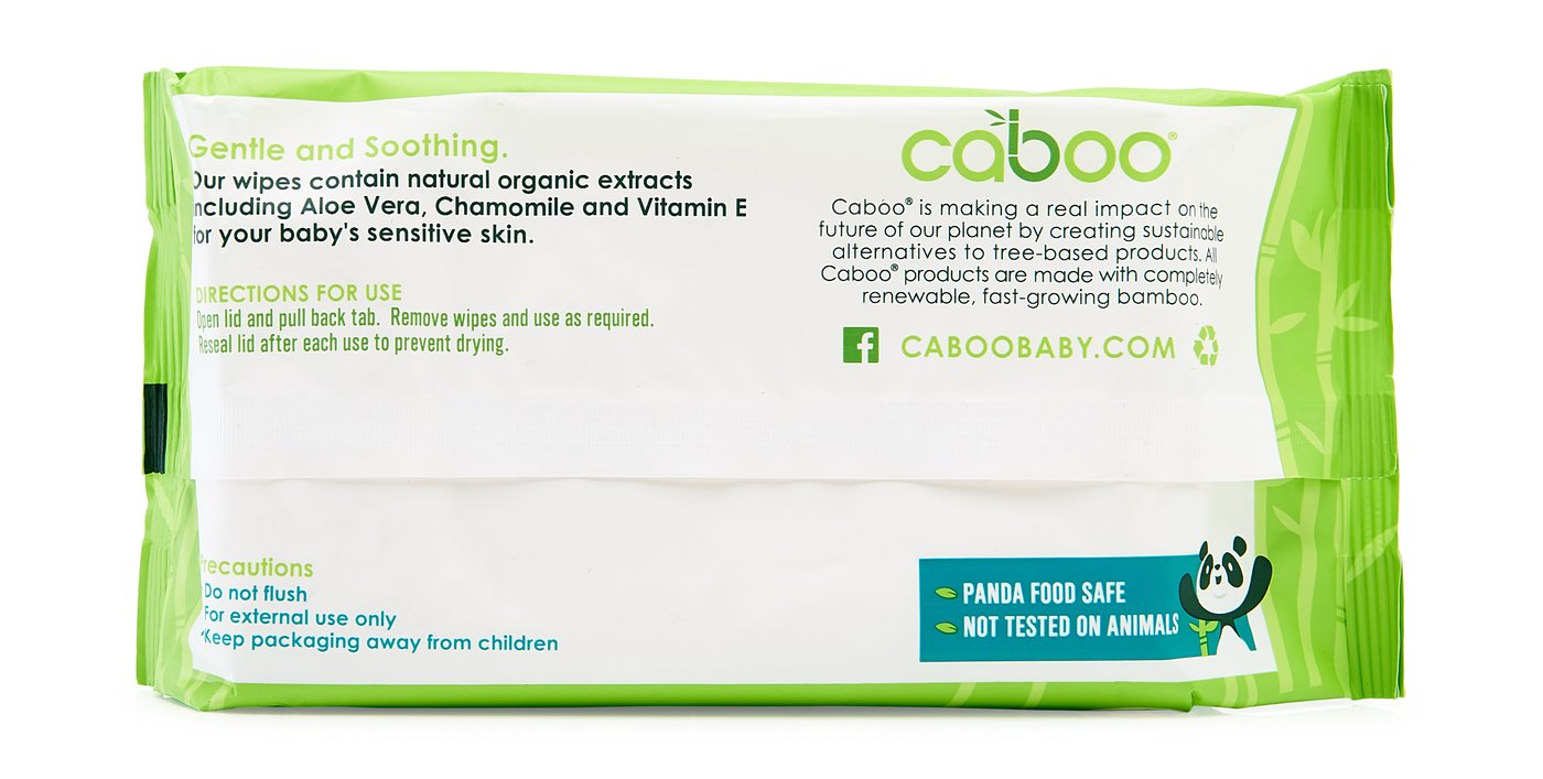 Caboo Tree Free Bamboo Baby Wipes, Eco Friendly Naturally Derived for Sensitive Skin, Resealable Peel Tab Travel, 72 Count