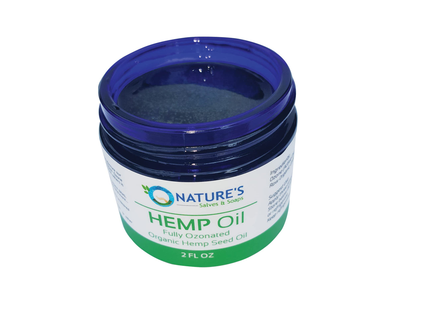 Nature's Salves Fully Ozonated 100% Organic Cold Pressed Unrefined Hemp Seed Oil - 2 Oz