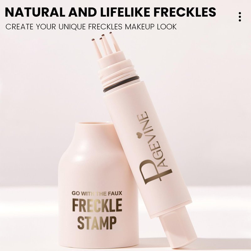 Freckle Stamp Pen,Fake Freckles Stain Marker Pencil Tool for Natural and Lifelike Sunkissed Face Freckle Makeup for Waterproof and Long-Lasting,Quick Dry 5-Point Faux Freckle Stamp Cushion, 01 Light