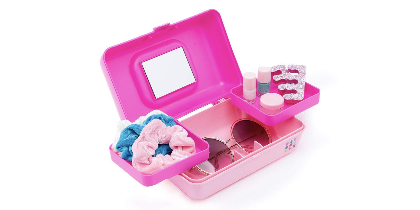 Caboodles Pretty In Petite - Forever Fun Makeup Organizer Compact Carrying Cosmetic Case, Pink Over Rose, 1 count
