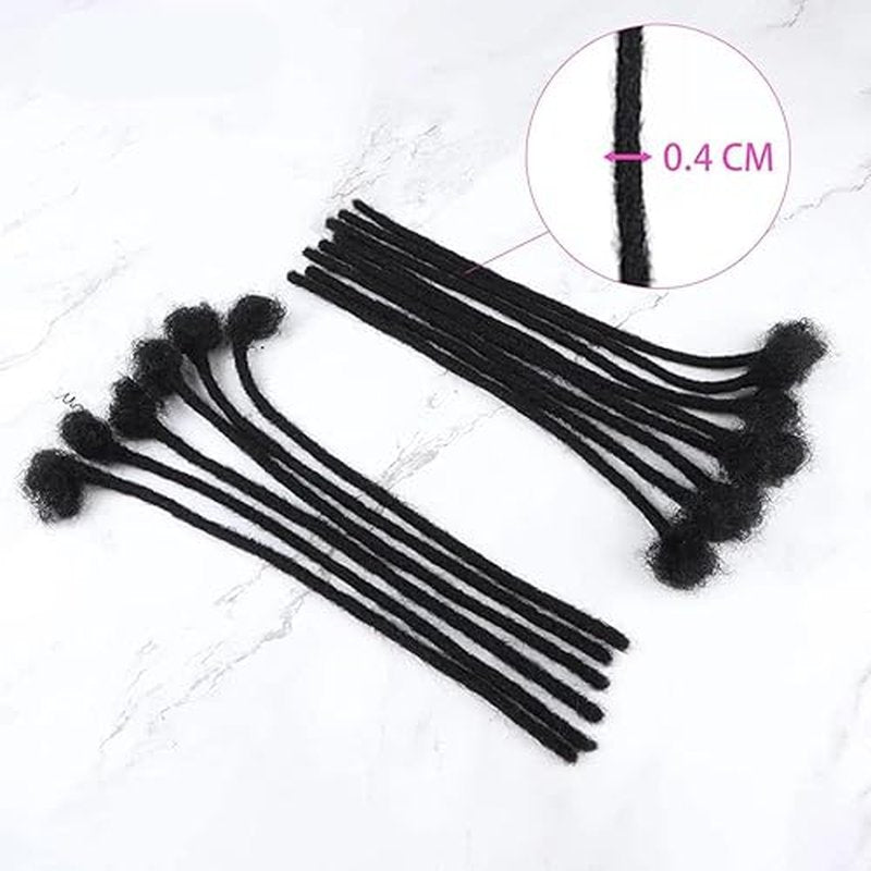 Loc Extension Human Hair 0.4cm Width 12inch 40 Strands 100% FUll Handmade Permanent Dreadlock Extension Human Hair for Women/Men/Kids Can Be Dyed Bleached Curled (Width 0.4cm Natual Black)