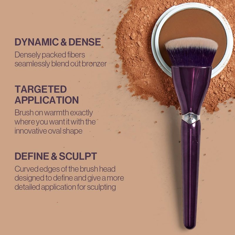 Anisa Beauty Buffing Bronzer Brush | Oval Dense Fibers for Sculpting, Blending & Contour Application | Ideal for Powder and Cream Bronzers | Vegan & Cruelty-Free