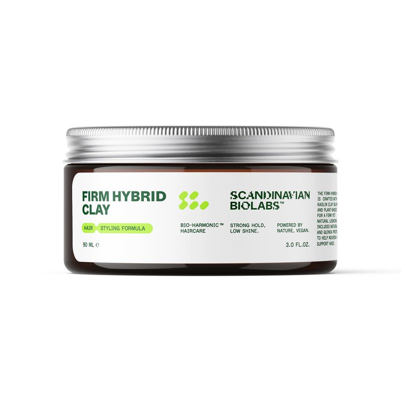 Scandinavian Biolabs Firm Hybrid Clay | Strong Hold, Semi-Matte Finish, Adds Texture & Volume, Water-Soluble, Plant-Based Formula, 90 mL/ 3 Oz