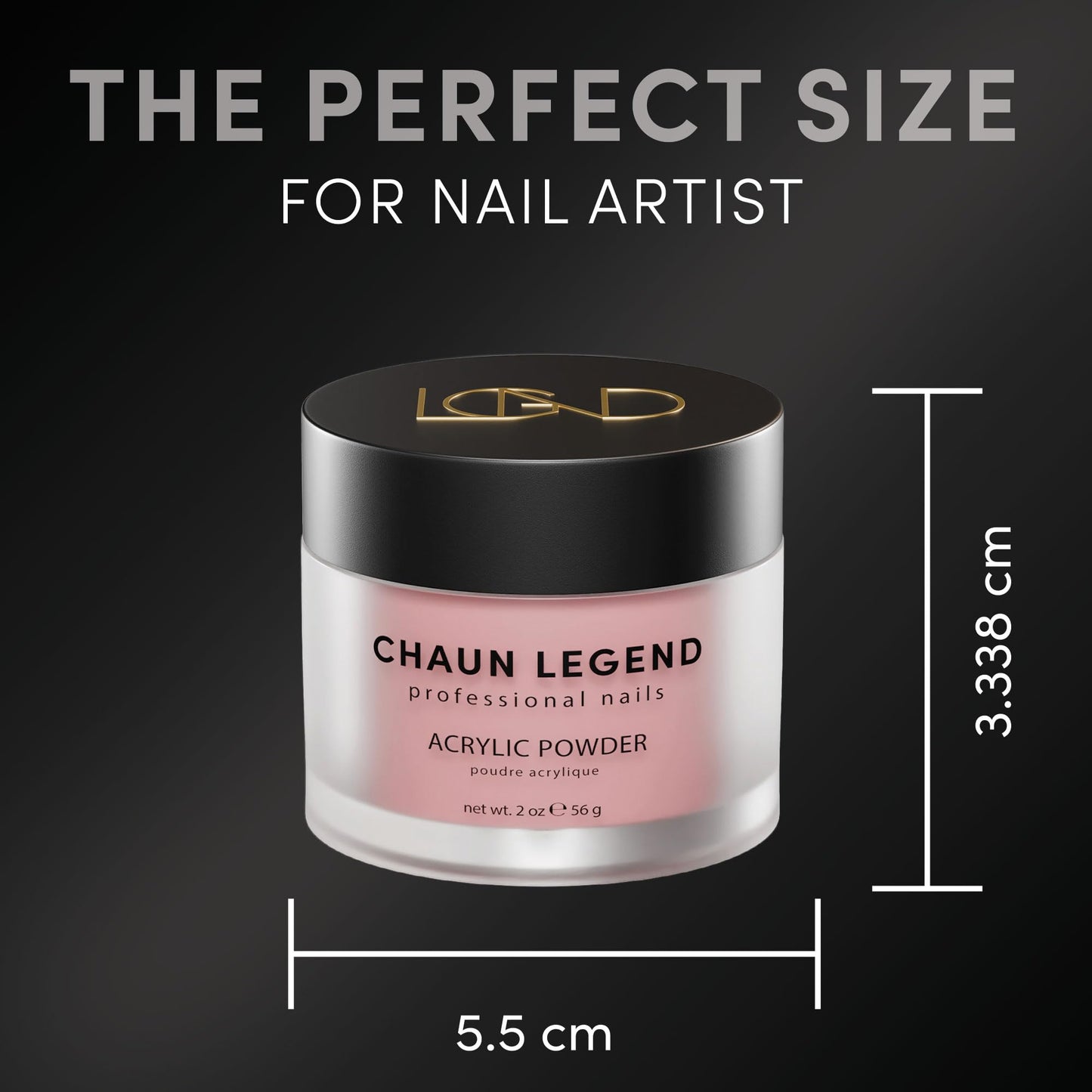Chaun Legend Acrylic Powder, 2 Oz Long Lasting Salon Quality, Bubble Free, Self Leveling Professional Manicures, Fake Nails, Carving & Extensions, Bed of Roses