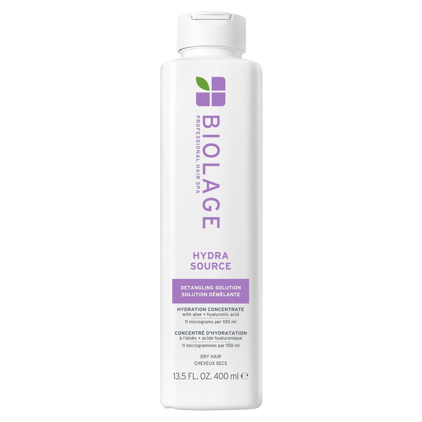 Biolage Hydra Source Detangling Solution - Conditions, Instantly Detangles & Controls Static, For Dry Hair, With Micro-Filtered Aloe Vera & Fermented Hyaluronic Acid, 13.5 Fl Oz, Packaging may vary