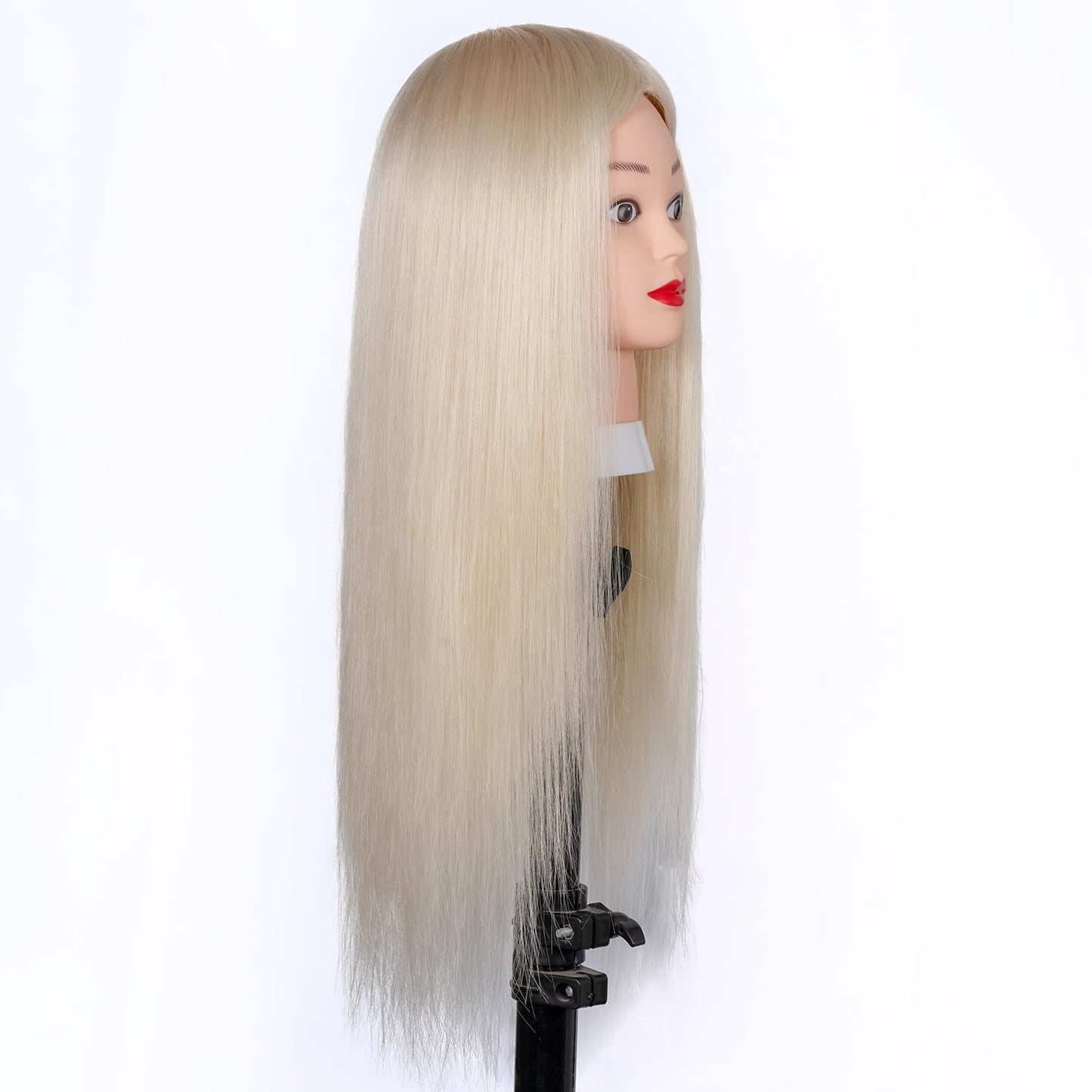 Mannequin Head Human Hair 80% Human Hair, Manikin Head with Hair 24"-26",Cosmetology Mannequin Head practice kit Doll head hair styling,for Braiding Hairdresser Practice Stylin (613#white)