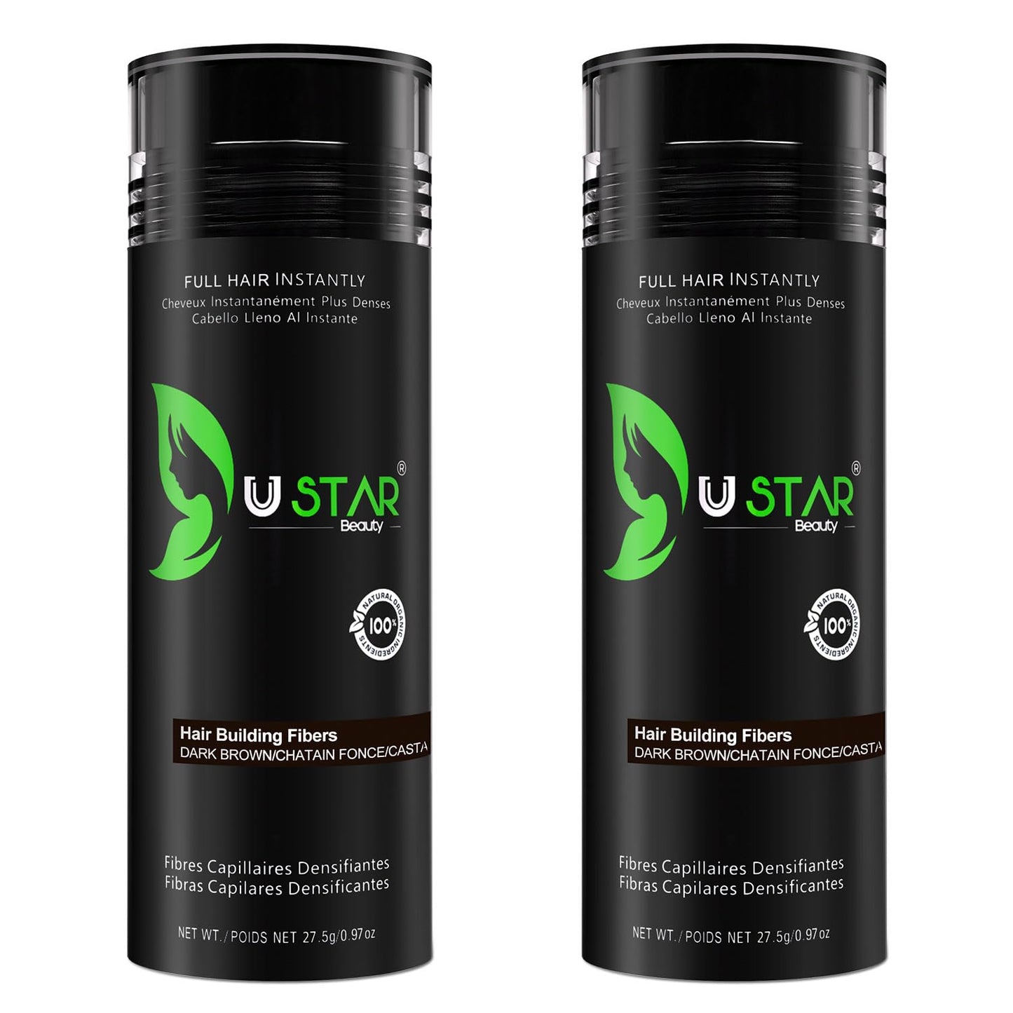 Ustar Hair Fibers 55g - Hair Building Fibers for Thinning Hair for an Instantly Fuller, Thicker Look - Hair Fibers for Men & Women (Dark Brown)