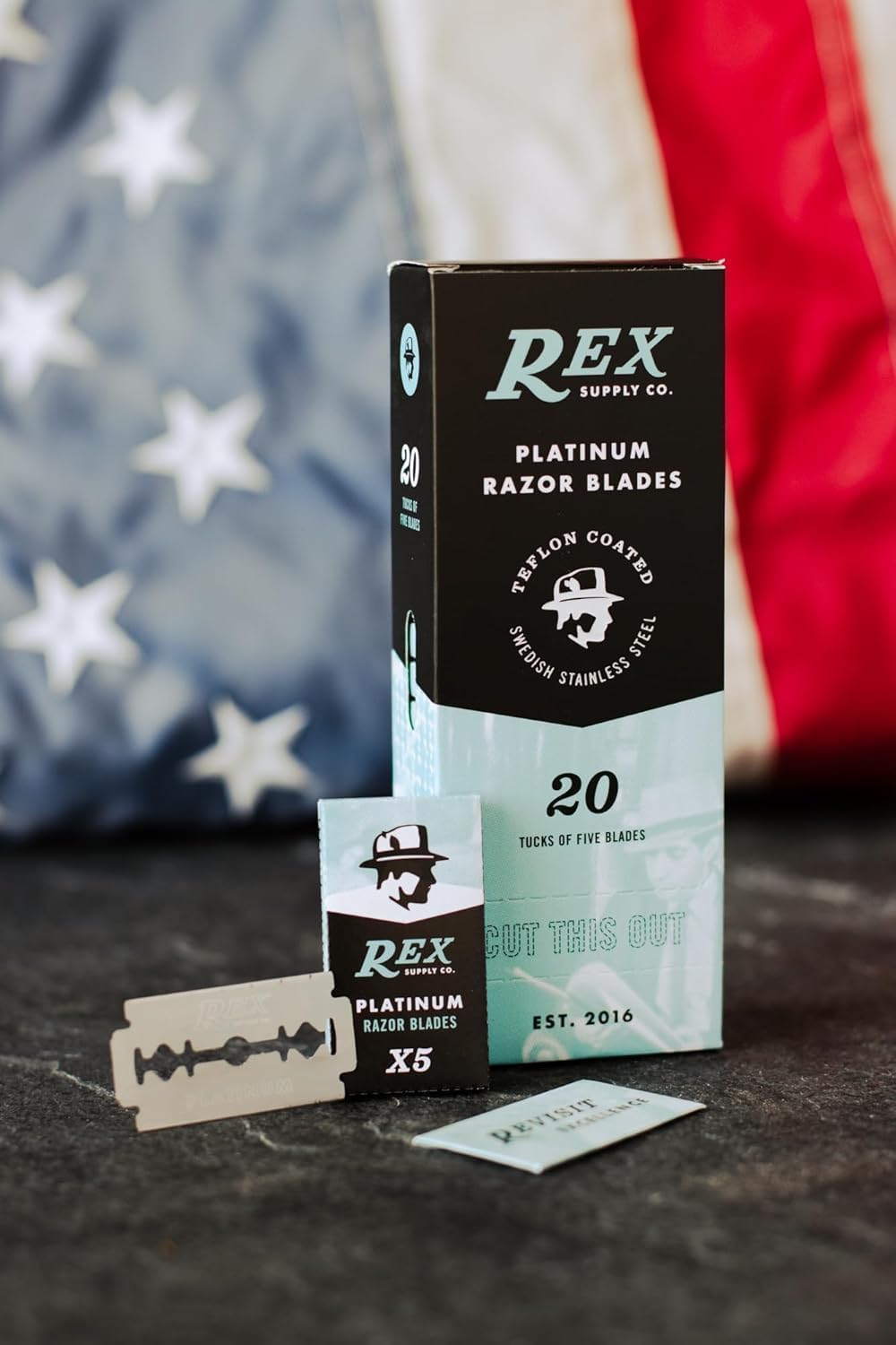 Rex Supply Co., 100 Double Edge Safety Razor Blades, Platinum Coated, Made in the Czech Republic
