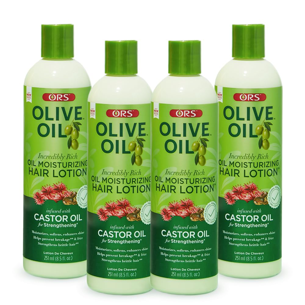 ORS Olive Oil Incredibly Rich Moisturizing Hair Lotion with Castor Oil 8.5 Ounces (Pack of 4)