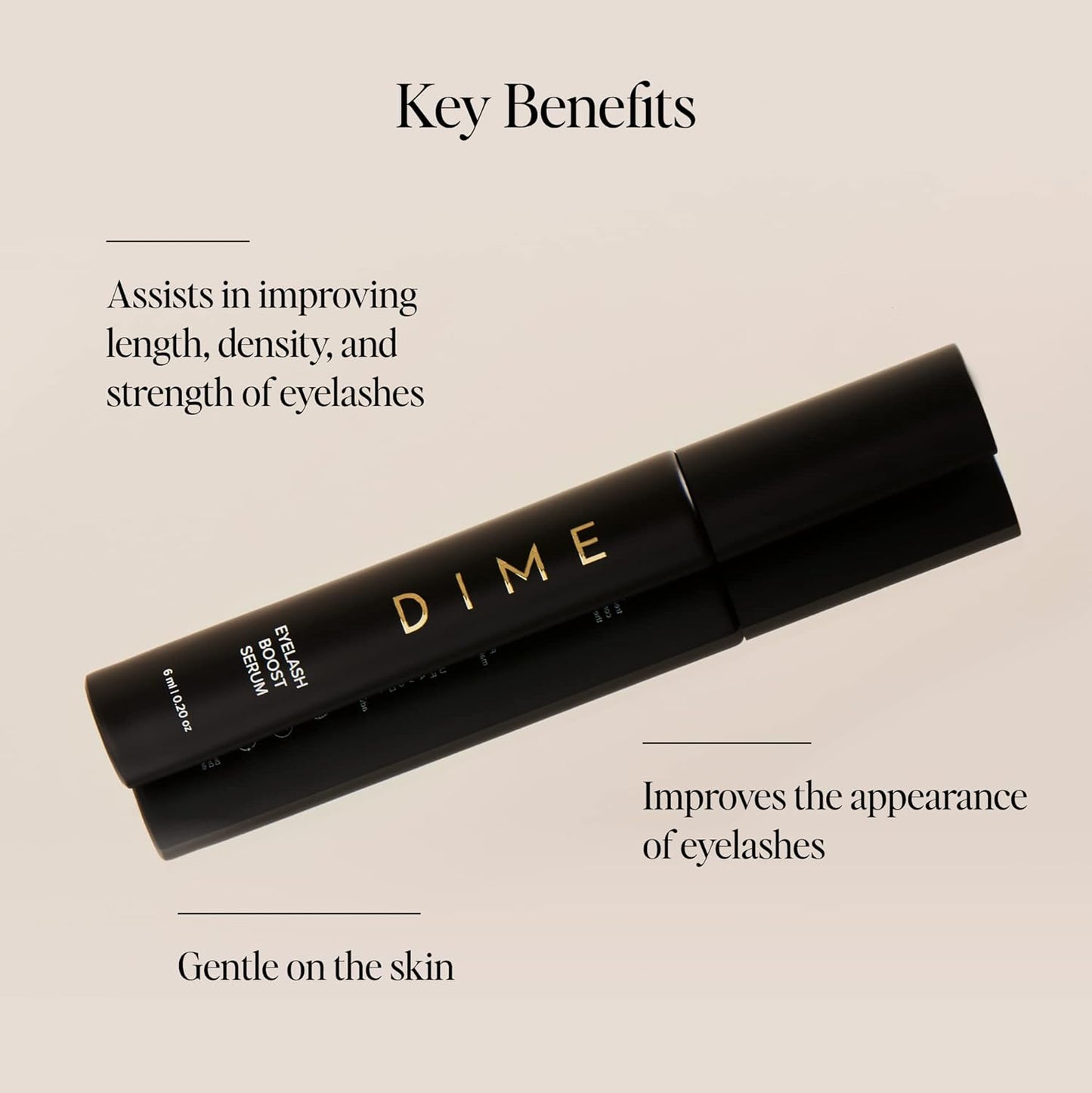 DIME Beauty Eyelash Boost Serum - Enhance Growth for Longer, Thicker Lashes | 0.20 oz / 6 ml