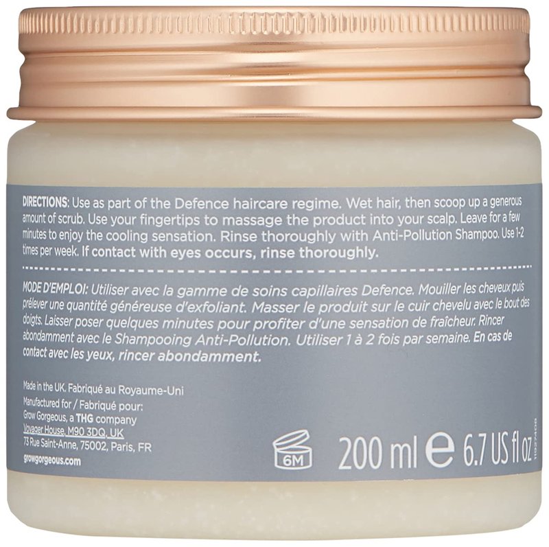 Grow Gorgeous City Defense Scalp Scrub 200ml - For Detoxifying and Removing Build-up from Oily Scalps - Vegan