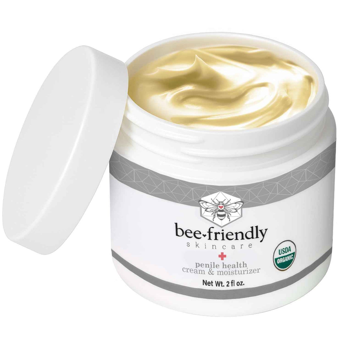 BeeFriendly Organic Penile Health Creme, USDA Certified Cream, Natural Moisturizer Aids With Dry, Chafed, Itchy, Irritated & Sensitive Male Skin 2 oz