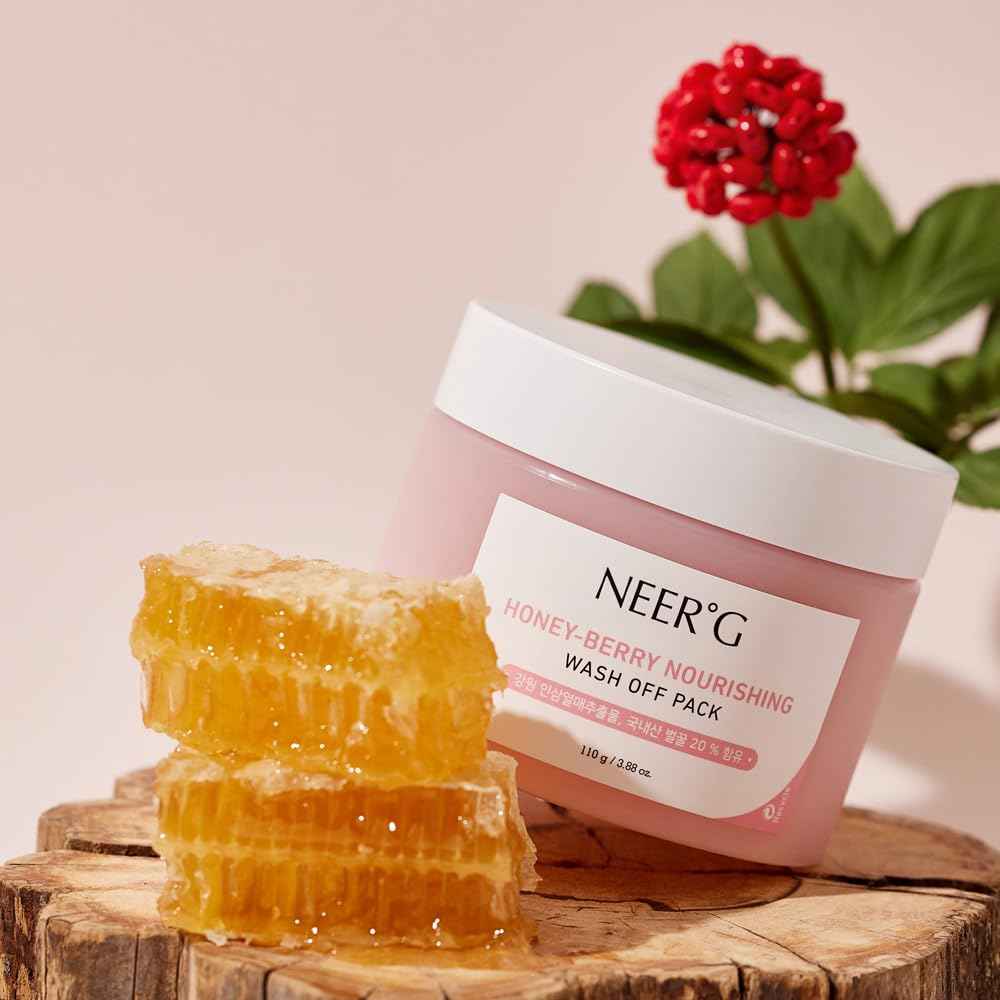NEER°G Honey Berry Nourishing Wash Off Pack 3.88oz (110g) Smoothens Rough Skin, Moisturize with Nutrients