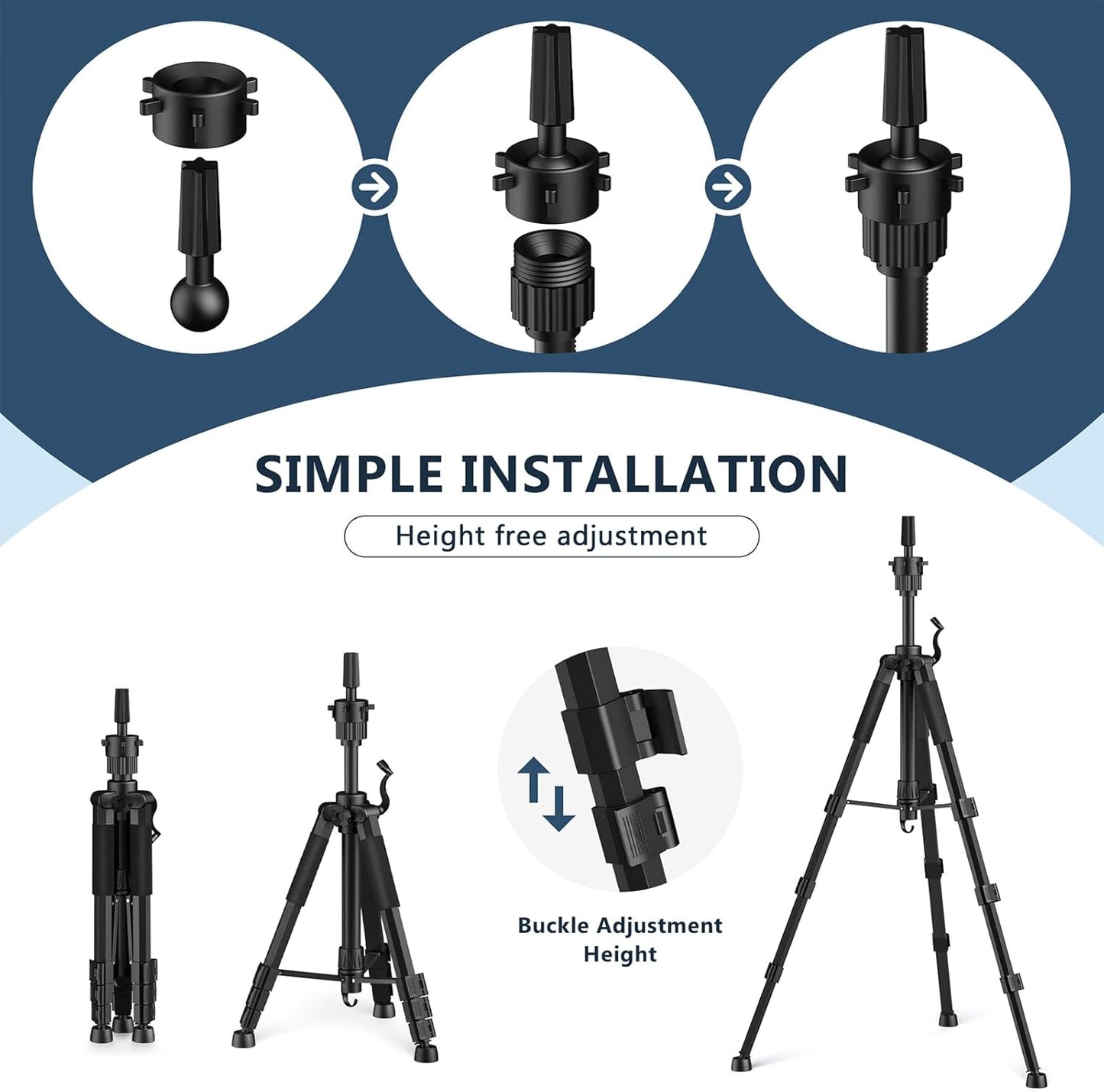 Adjustable Wig Stand Tripod - 54 Inch Heavy Duty Mannequin Head Stand with Non-Slip Base for Cosmetology