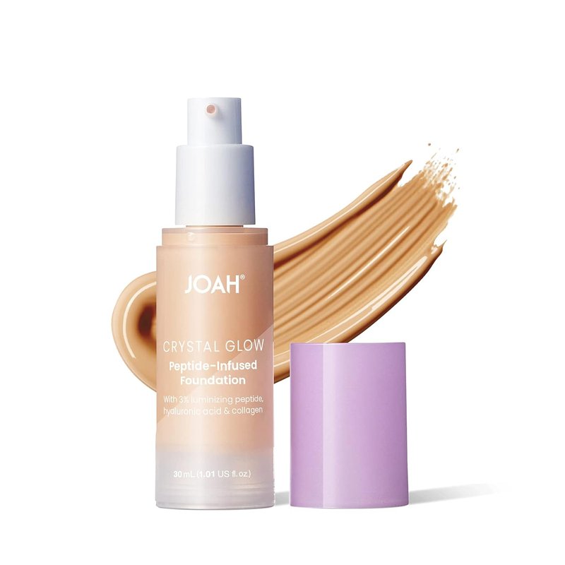 JOAH Crystal Glow Foundation - Peptide-Infused 2-in-1 Korean Makeup with Blurring Primer & Luminizer | 1.01 Oz, Fair Light Cool