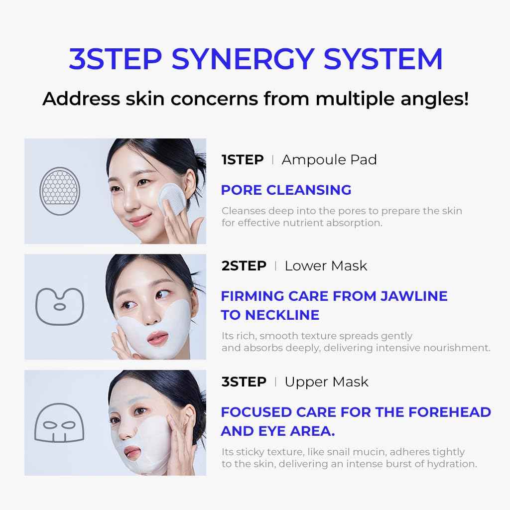 DEWYCEL PRIVATE CARE MASK with edelweiss callus culture extract | 3STEP face mask for glow skin - elasticity, hydrating, firming | Soothing Recovery & Moisture with Panthenol, Niacinamide