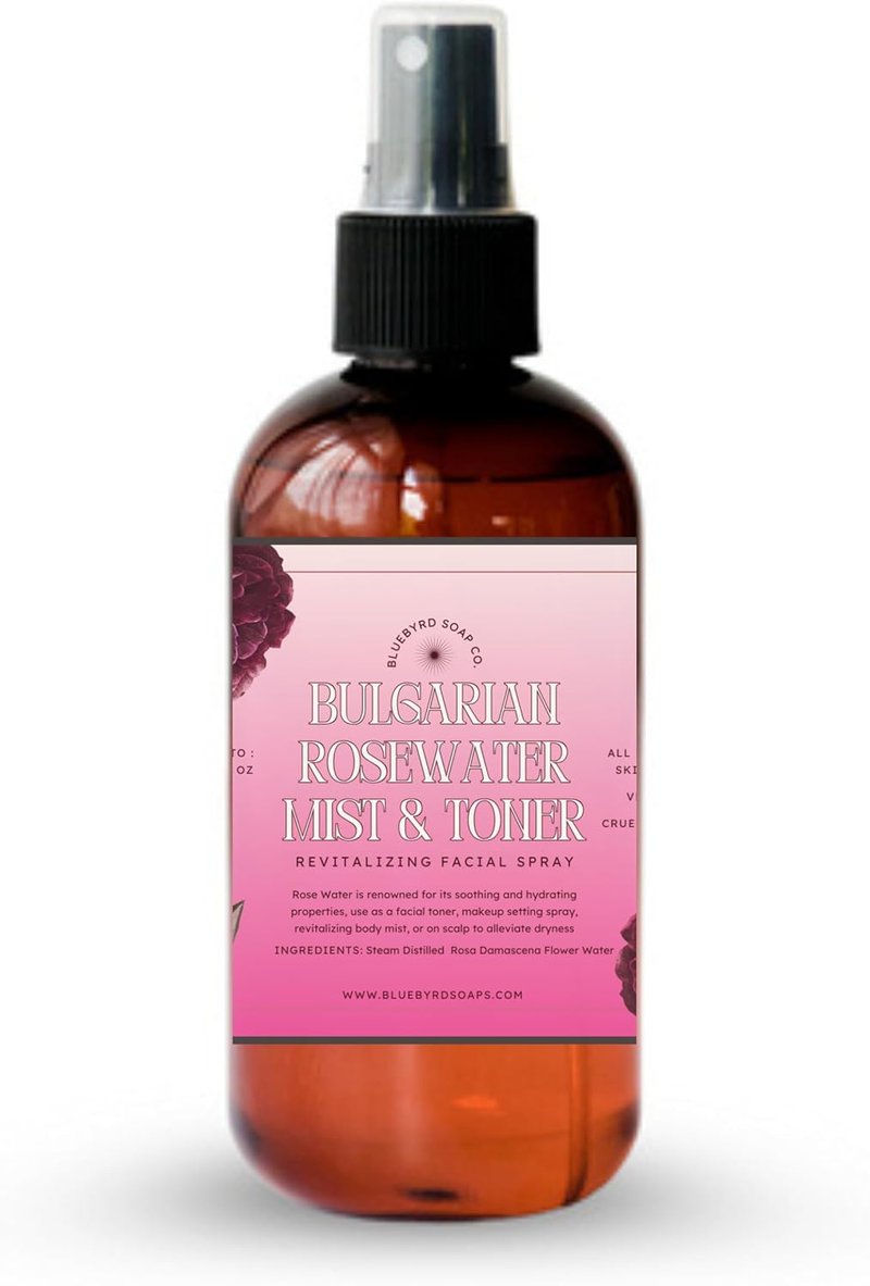 Rose Water Spray - 100% Pure Steam-Distilled Facial Toner | Alcohol-Free Hydrating Mist & Makeup Setter - Anti-Aging, pH-Balancing Natural Skin Care