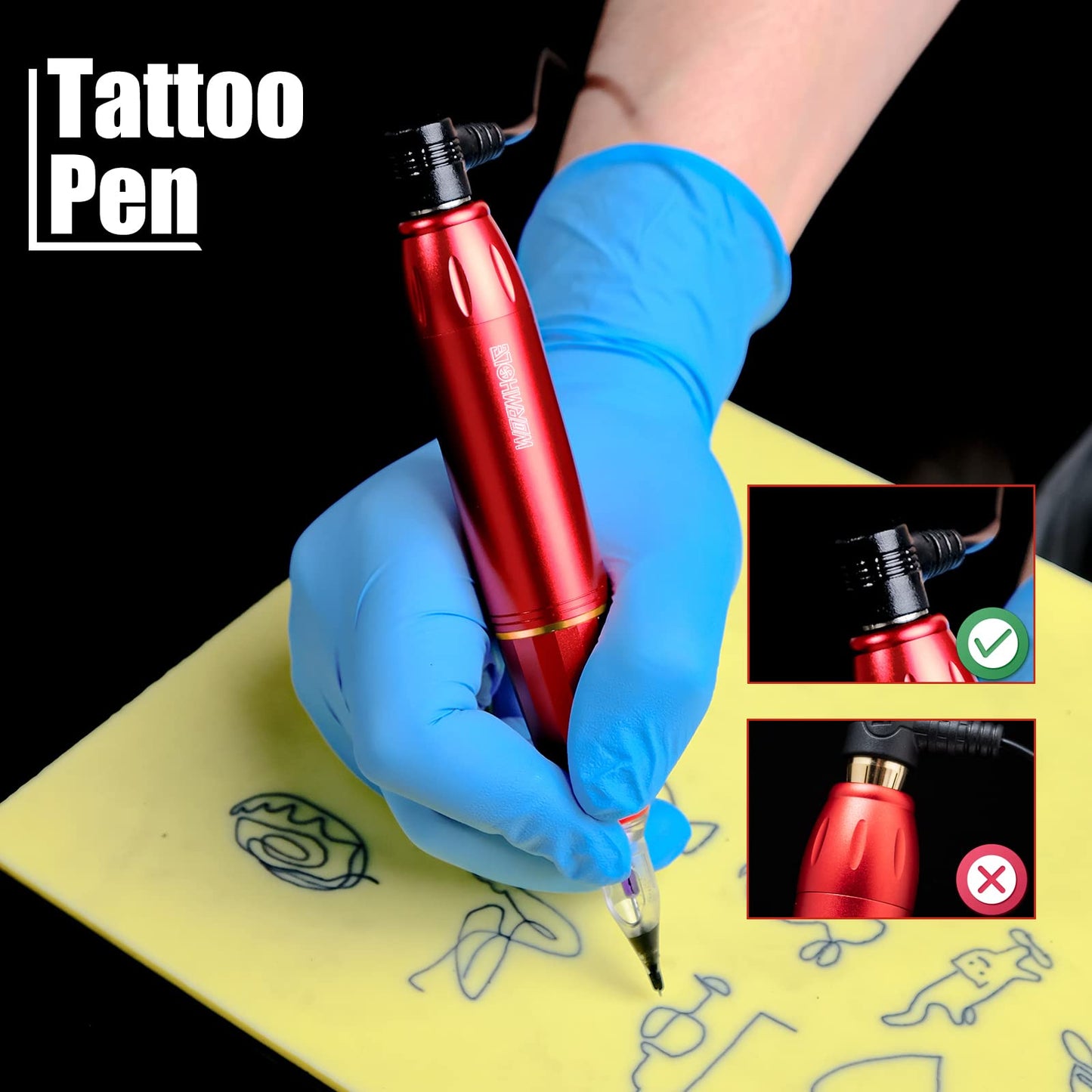 Wormhole Tattoo Kit Tattoo Gun Cartridge Machine Pen for Beginners Rotary Tattoo Machine Kit Professional Complete Tattoo Kit Supplies WTK070-B