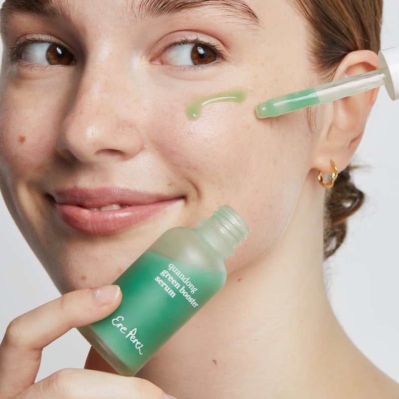 Ere Perez - Natural Quandong Green Booster Face Serum | Soothes, Balances, Hydrates, Non-Oily | Lactic Acid, Hyaluronic Acid, Chlorophyll, Spinach | Vegan, Cruelty-Free, Clean Beauty (1 fl oz | 30 mL)