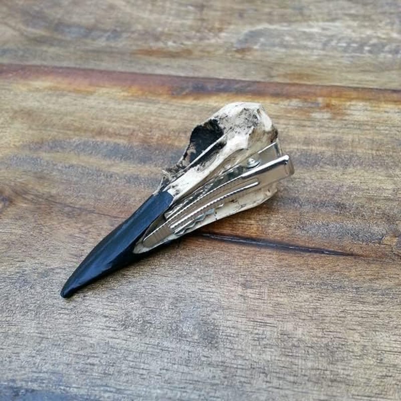 Gothic Raven Skull Hair Clip - Witchy Viking Wedding Accessory | Bridal Barrette for Unique Brides