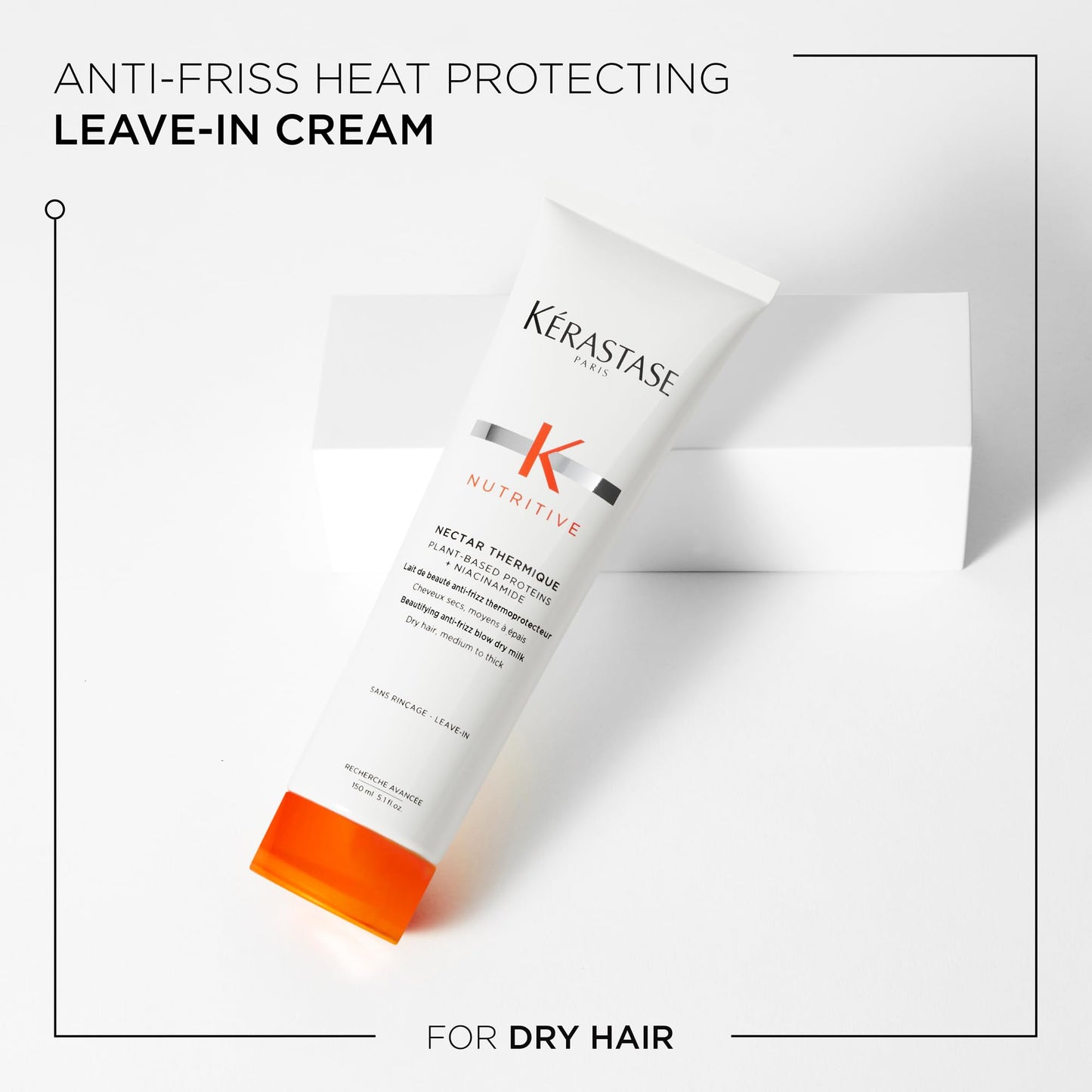Kerastase Nutritive Nectar Thermique Heat Protecting Leave-In Cream | Deeply Condition and Reduce Frizz | Instant Softness & Shine | With Plant-based Proteins | For Medium to Thick Dry Hair|1.69 Fl Oz