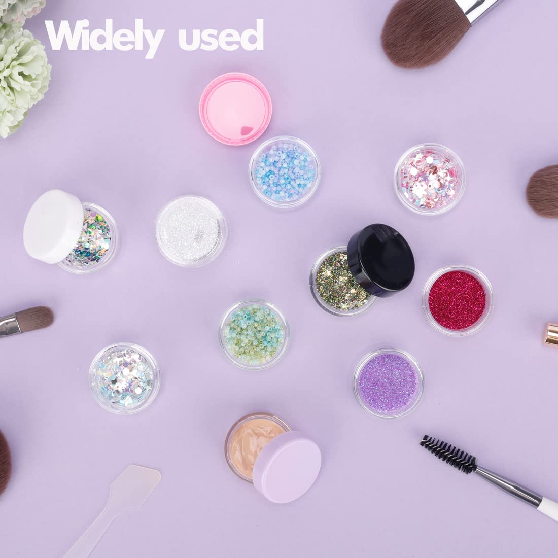 3 Gram Sample Containers with Lids, 200 Count Tiny Sample Jars, Empty Lip Balm Containers, Mini Cosmetic Container with Lids, Makeup Travel Container with Labels, Mini Disposable Spatulas