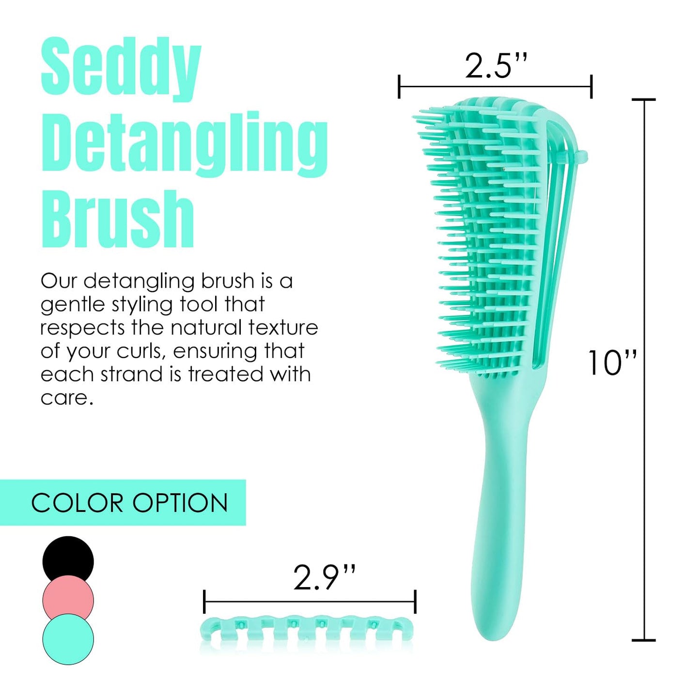 Seddy Hair Growth & Strengthening Oil with Caffeine, Rosemary, Castor, Biotin, Peppermint, Argan & Jojoba Oil & Detangling Brush, Painless Curly Hair Care Tool, Frizz-Free, Effortless Detangling