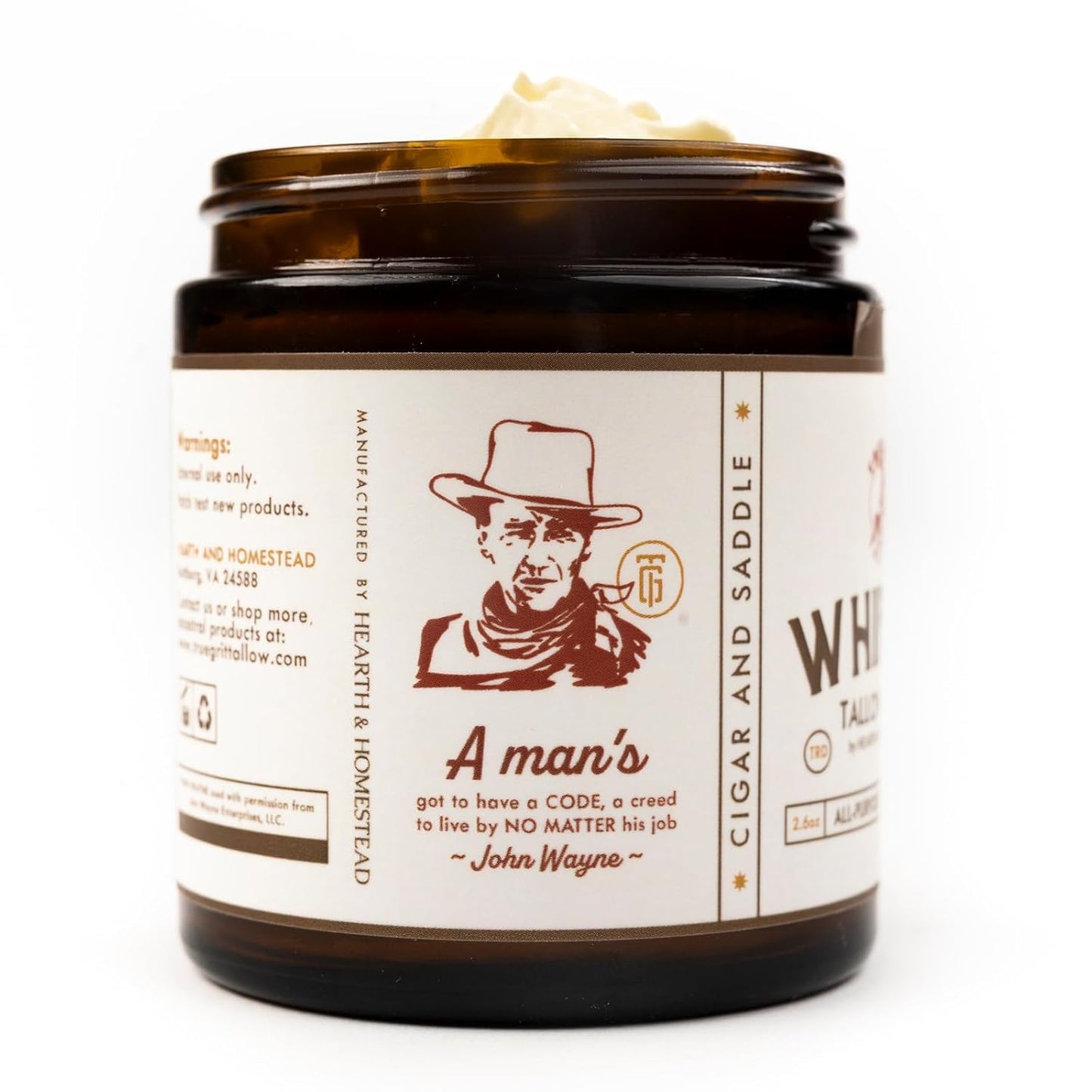 True Grit Tallow Salve | John Wayne Inspired Deep Moisture Balm for Sensitive Skin – Herb-Infused, Unscented – 2 oz