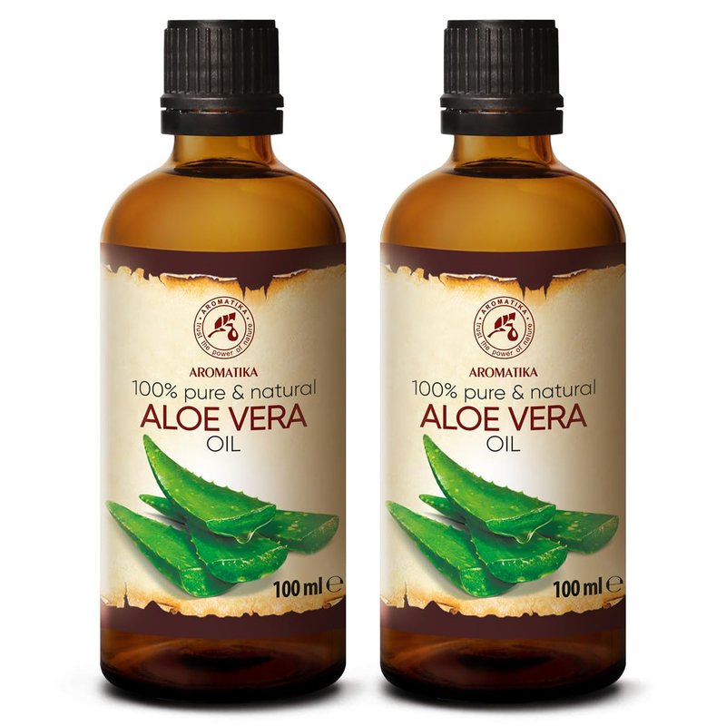 Aloe Vera Oil - Pure Natural Base Oil for Face, Body, Hair | 6.8 Fl Oz Glass Bottle - Intensive Care