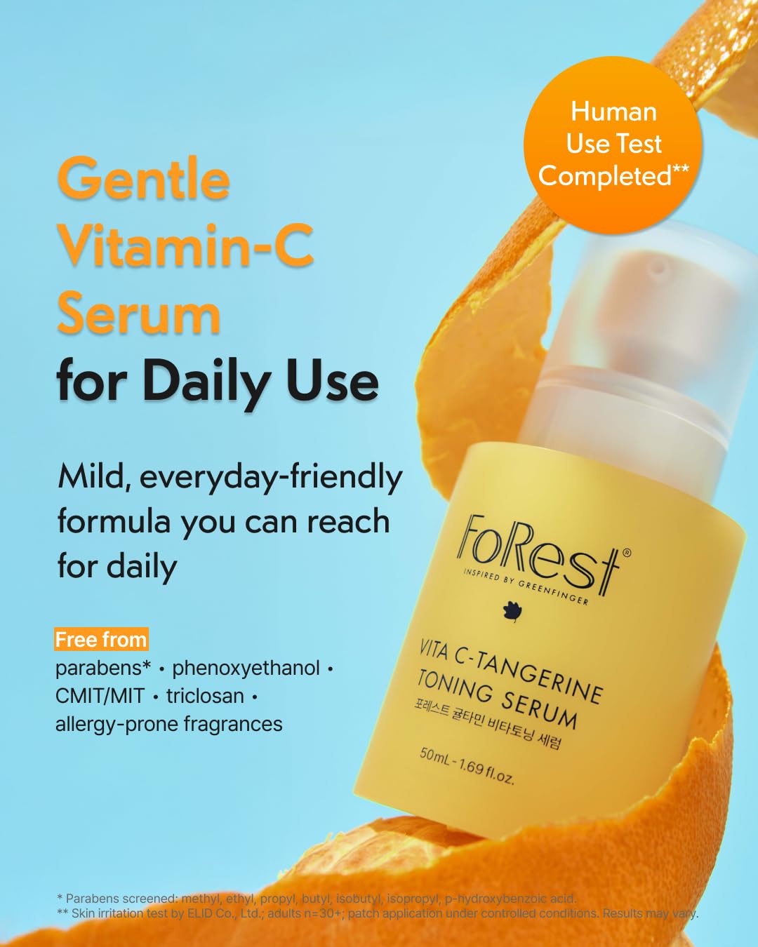 FOREST Vita C-Tangerine Toning Serum 1.69 fl. oz vitamin serum enriched with Mandarin Extract Niacinamide 5 Panthenol and Glutathione infused Vitamin Capsules for Glow Boost, Korean Skin Care