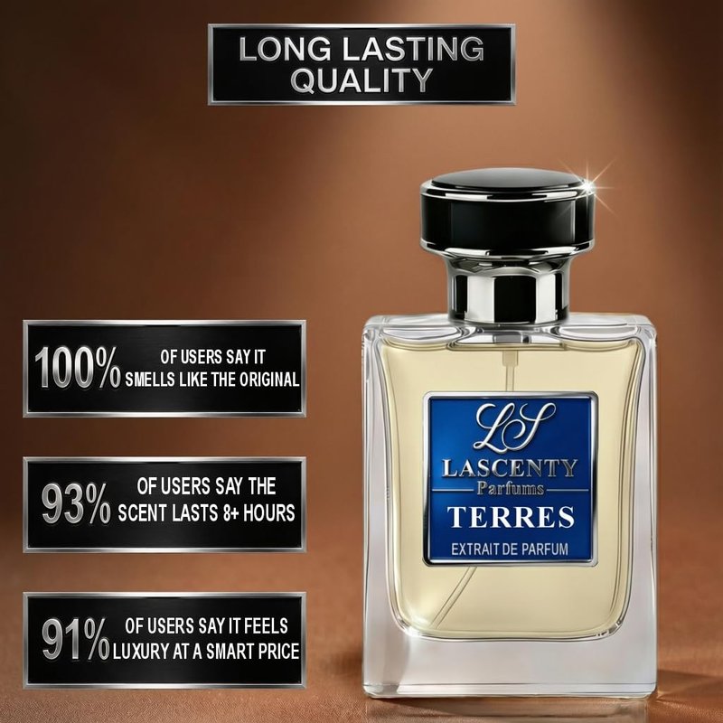 LaScenty TERRES Inspired by Terre deH.ermes, Citrus Woody Earthy Perfume and Cologne for Men, Long Lasting Intense Fragrance with Strong High Projection, 50 ml EDP