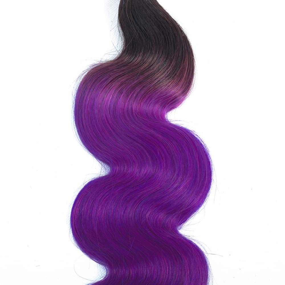 Lagalaga Bundles Human Hair 22 24 26 Inch Body Wave T1B Purple Human Hair Bundles Unprocessed Brazilian Virgin Hair Quick Weave Hair for Black Women