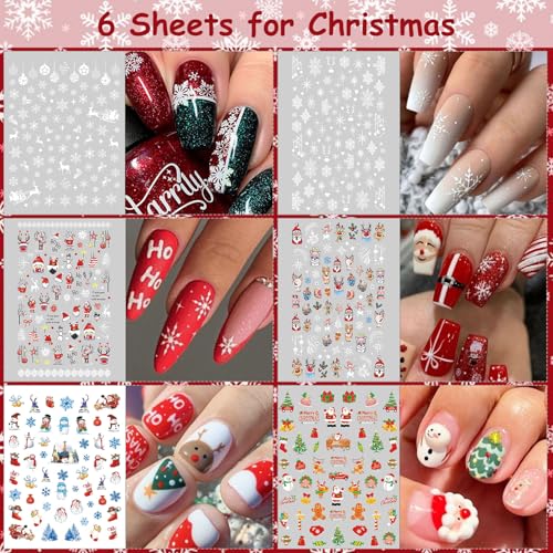 30 Sheets 7 Holiday Nail Art Stickers, Mixed Season Nail Decals Set for All Year, 3D Self-Adhesive Pegatinas U?as Easter 4th of July Halloween Thanksgiving Christmas Valentine's St. Patrick's Day