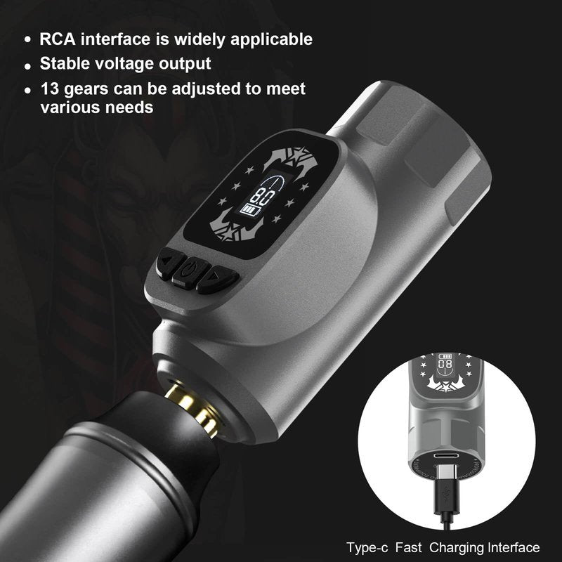 Tattoo Kit Tattoo Gun Wireless Rotary Tattoo Machine with Tattoo Power Supply 1600mAh LCD digital Lithium Tattoo Battery Complete 10Pcs Cartridge 14 inks EM155TI201-7