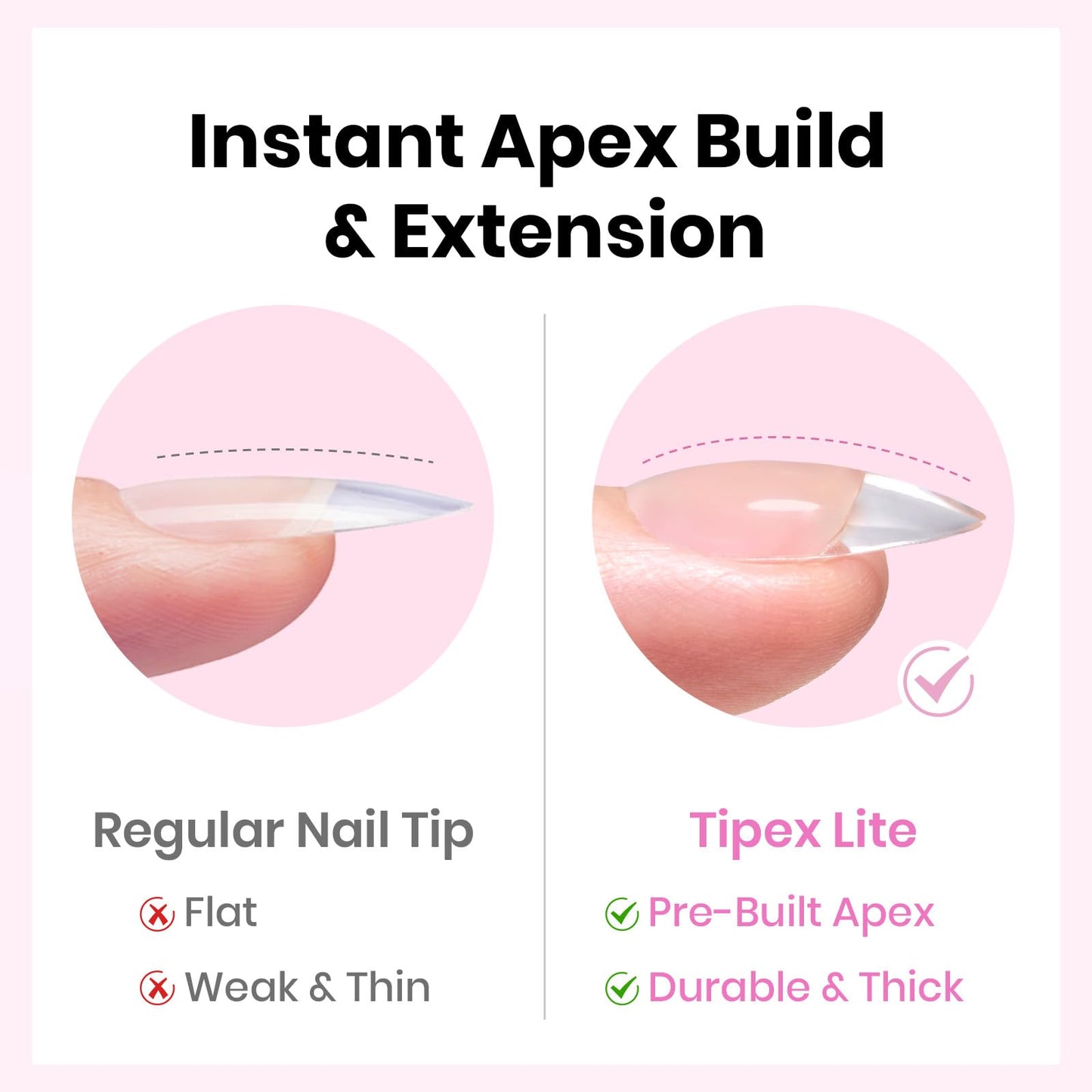 Beetles Tipex Lite Apex Nail Tips Kit, Short Almond, 192pcs 16 Sizes,with Solid Nail Glue, Base & Top Coat, Mini UV Lamp, Nail Clipper & Cuticle Nipper, for DIY Salon-look Extensions Kit