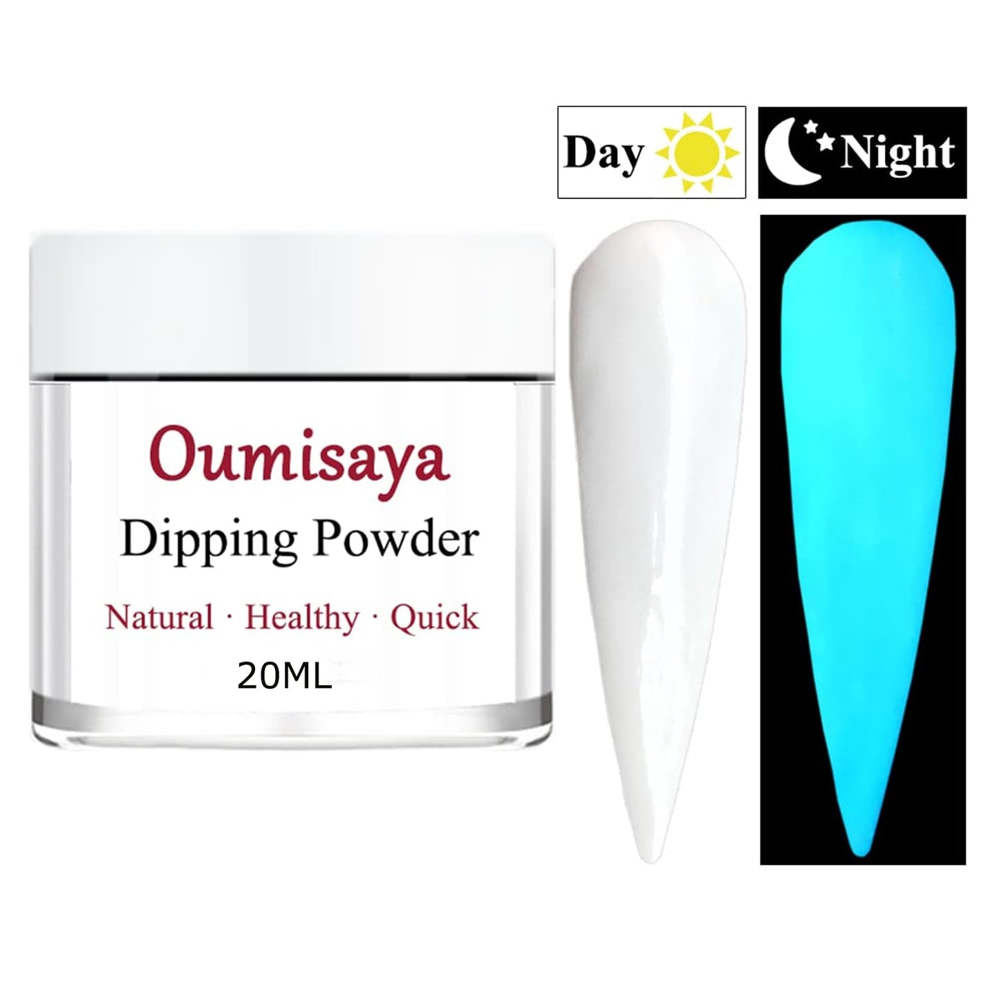 Glow in the Dark Nail Dip Powder Pink White French Colors Starter 8pcs Set