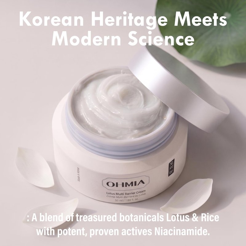 Korean Anti-Aging Face Moisturizer - Lotus Multi Barrier Cream with Niacinamide & Rice | Fragrance-Free, 1.69 fl oz