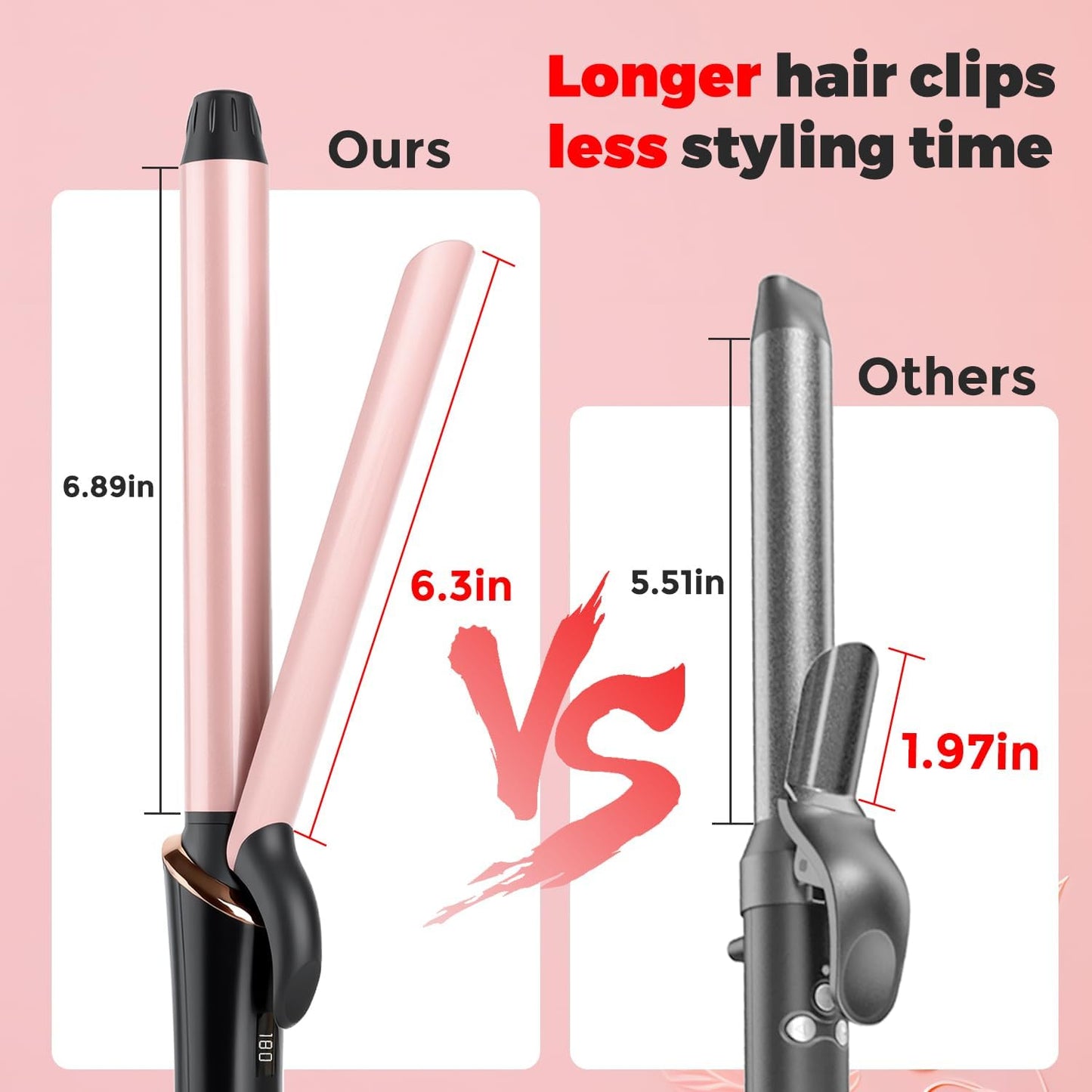 1-Inch Curling Iron - Long Barrel Curling Wand for Long Hair | Quick Heating, Adjustable Temperature 320°F-446°F