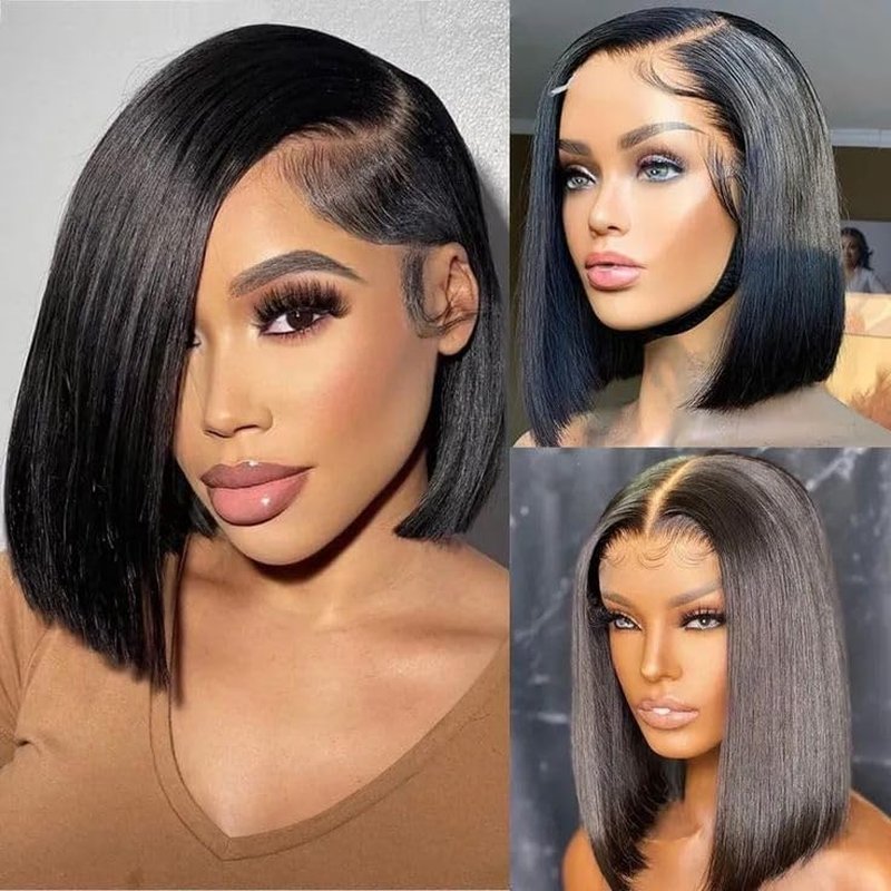 Glueless Bob Wig - Human Hair 4x4 HD Lace Front | Pre-Plucked, Short Straight 12 Inch for Black Women