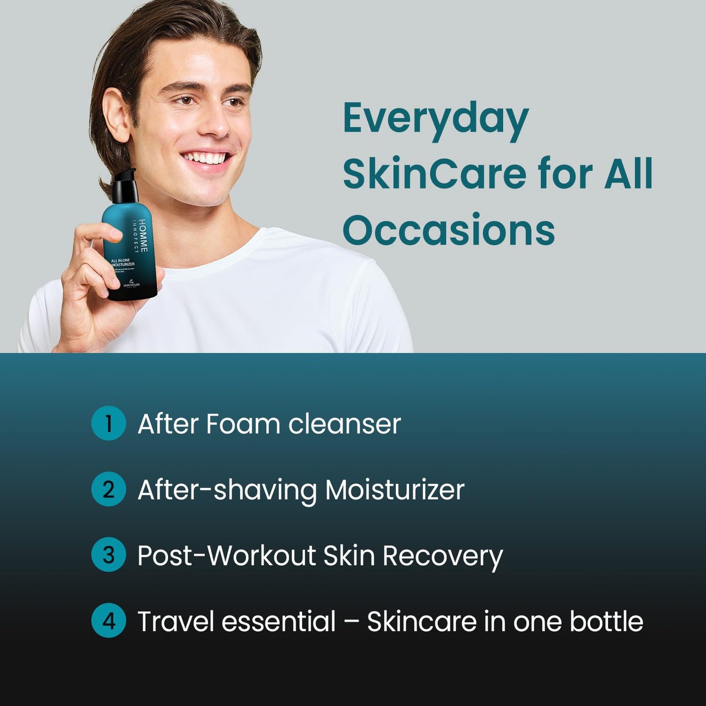 The Skin House HOMME INNOFECT All-in-One Skincare Duo for Men | Foaming Face Wash & All-in-One Moisturizer (Toner + Serum + Aftershave Balm) | Korean Skin Care for Sensitive Skin