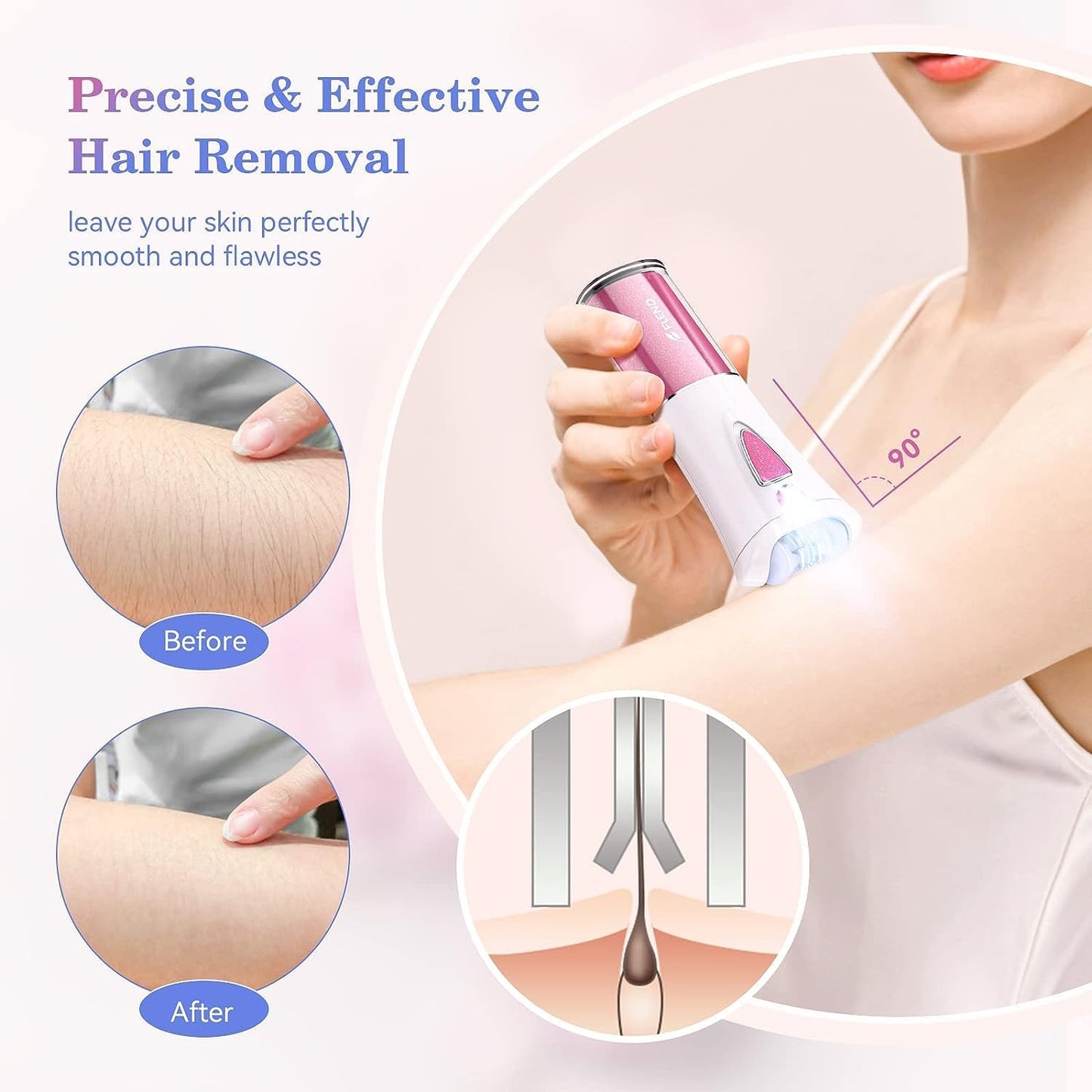 Mini Epilator - Facial Hair Remover for Women | Portable Electric Shaver with 9 Tweezers & LED Light for Precision