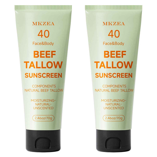 Tallow Sunscreen, Sunscreen for Face, Beef Tallow for Skin, Reef Safe Travel Sunblock Grass-Fed Natural for All Skin Type Deep Hydration Moisturizing Non Greasy Anti White Cast, 2 Packs