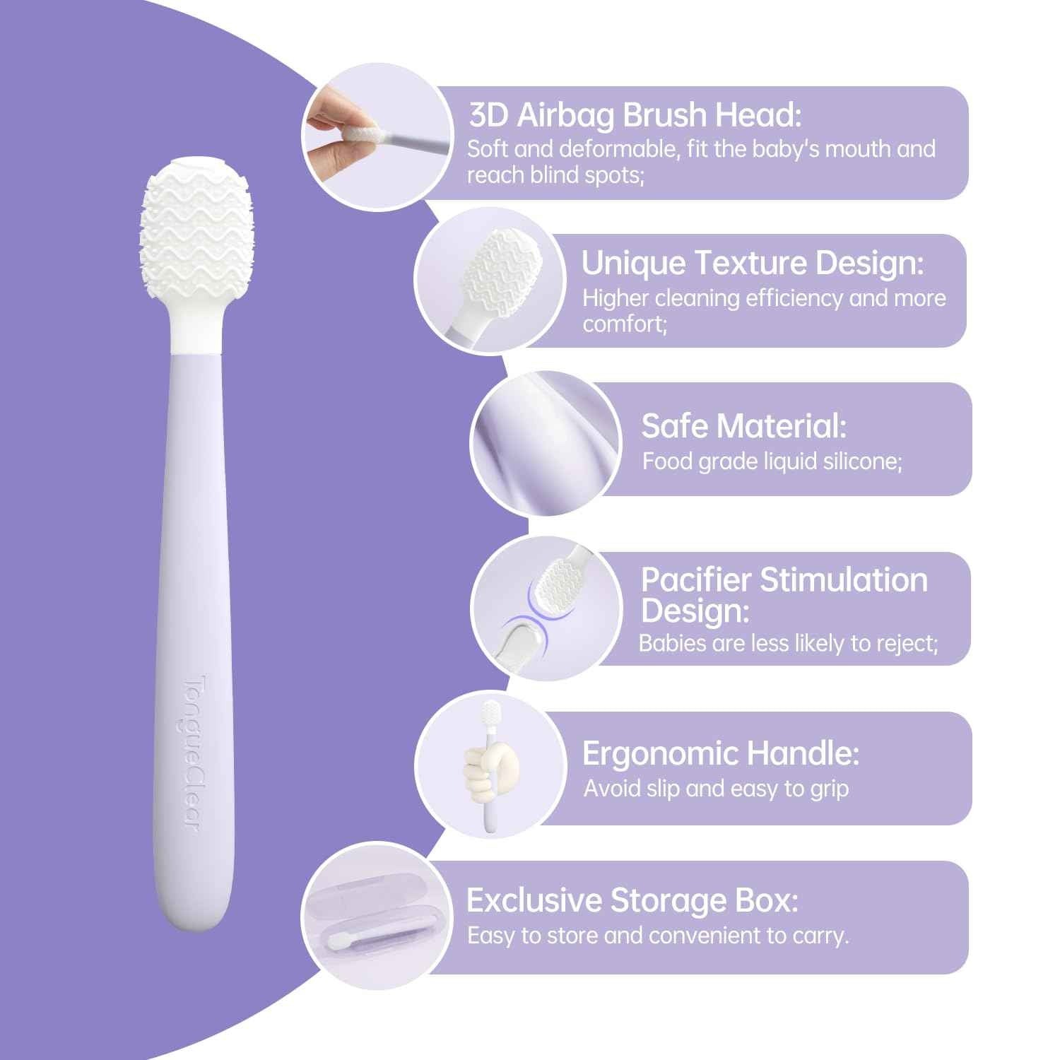 Tongueclear Kids Tongue Scraper, Tongue Cleaner for Infant & Newborn, Baby Oral Cleaner Newborn, Toddler Toothbrush for Tooth Mouth Gum Clean, Infant Toothbrush Oral Cleaning Stick…