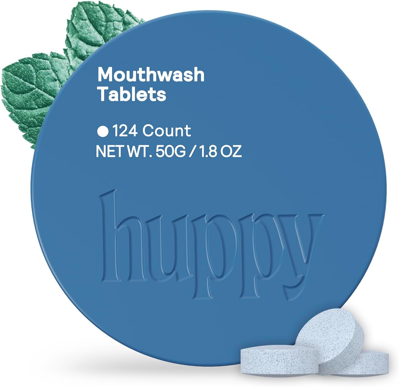 Huppy Mouthwash Tablets - Nano Hydroxyapatite, Alcohol & Fluoride Free | Natural Fresh Breath, Travel-Friendly, 124 Count