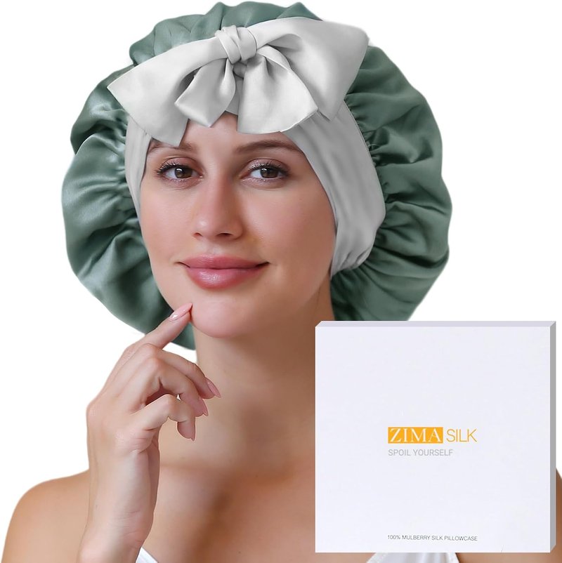 ZIMASILK 100% Mulberry Silk Bonnet for Women - Double Layer Hair Wrap with Tie Band | 1 Pack