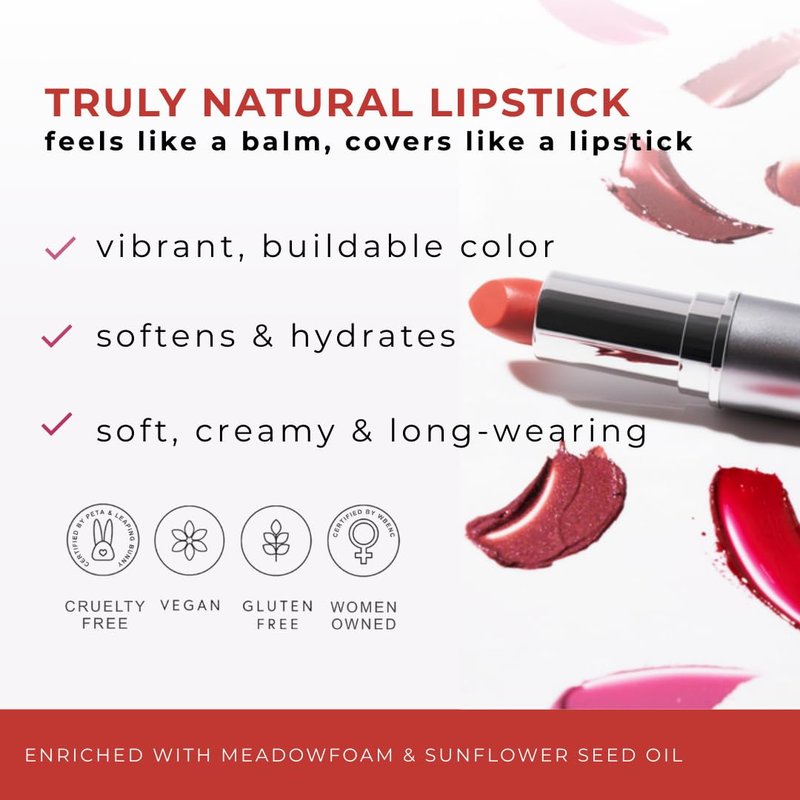 Honeybee Gardens Truly Natural Long Lasting Lipstick – Heirloom Pink Mauve Neutral Cream Finish, Hydrating Moisturizing Lip Color with Organic Oils – Vegan Gluten-Free Cruelty-Free Nourishing Lip Care