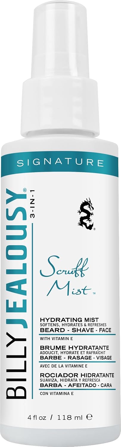 Billy Jealousy 3-in-1 Hydrating Beard Spray - Vitamin E Formula for Softening Stubble & Moisturizing Skin | 4 Fl Oz